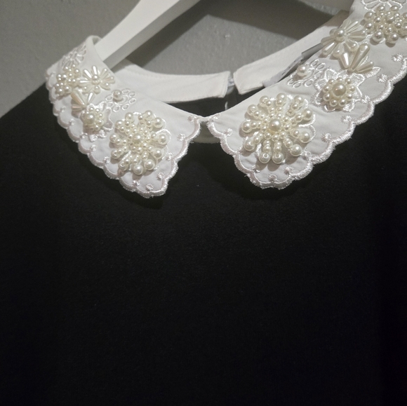 Sioni Black & White Beaded Collar Sweater Top Size 2XL - Picture 14 of 16
